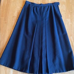 Vintage Michael RobichaudClassic Navy A-Line Pleated Wool  Skirt - Women Size 12